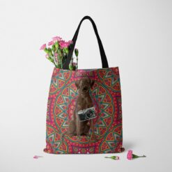 Brown Labrador retriever Travel Style Tote Bag 50 travel dogs tote brown labrador retriever mandala tote standing carnations