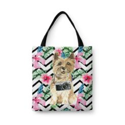 Cairn Terrier Travel Style Tote Bag 45 travel dogs tote cairn terrier geometric tropical front view White