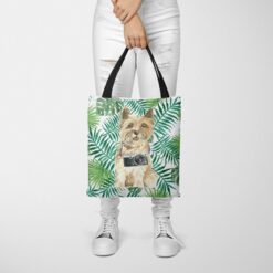 Cairn Terrier Travel Style Tote Bag 48 travel dogs tote cairn terrier leaves tote woman trowsers front view