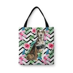 Catahoula Leopard Dog Travel Style Tote Bag 45 travel dogs tote catahoula leopard dog geometric tropical front view White