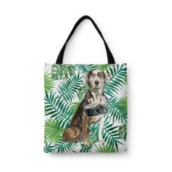 Catahoula Leopard Dog Travel Style Tote Bag 46 travel dogs tote catahoula leopard dog leaves front view White