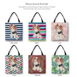 Cavalier King Charles Spaniel Travel Style Tote Bag 42 travel dogs tote cavalier king charles spaniel variations