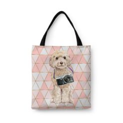 travel dogs tote champagne cockapoo luxe front view White