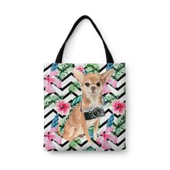 travel dogs tote chihuahua geometric tropical front view White