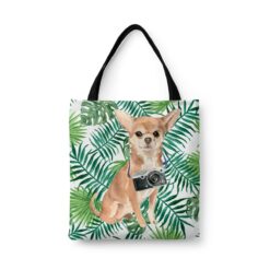 travel dogs tote chihuahua leaves front view White