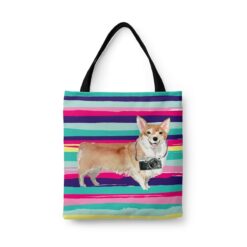 Corgi Travel Style Tote Bag 44 travel dogs tote corgi beach front view White