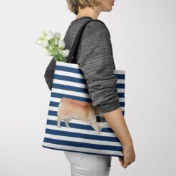 Corgi Travel Style Tote Bag 51 travel dogs tote corgi nautical stripes tote woman jumper view