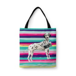 travel dogs tote dalmatian beach front view White