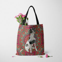 travel dogs tote english pointer mandala tote standing carnations