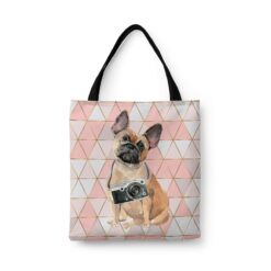 French Bulldog Travel Style Tote Bag 43 travel dogs tote french bulldog luxe front view White