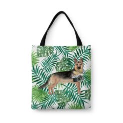 German Shepherd Travel Style Tote Bag 46 travel dogs tote german shepherd leaves front view White