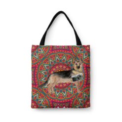 German Shepherd Travel Style Tote Bag 47 travel dogs tote german shepherd mandala front view White