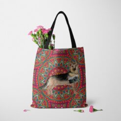 German Shepherd Travel Style Tote Bag 50 travel dogs tote german shepherd mandala tote standing carnations