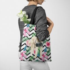 travel dogs tote golden doodle geometric tropical tote woman jumper walking view