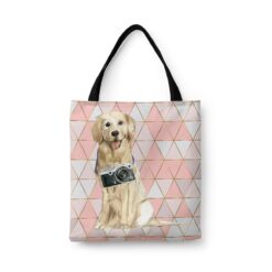 Golden Retriever Travel Style Tote Bag 43 travel dogs tote golden retriever luxe front view White