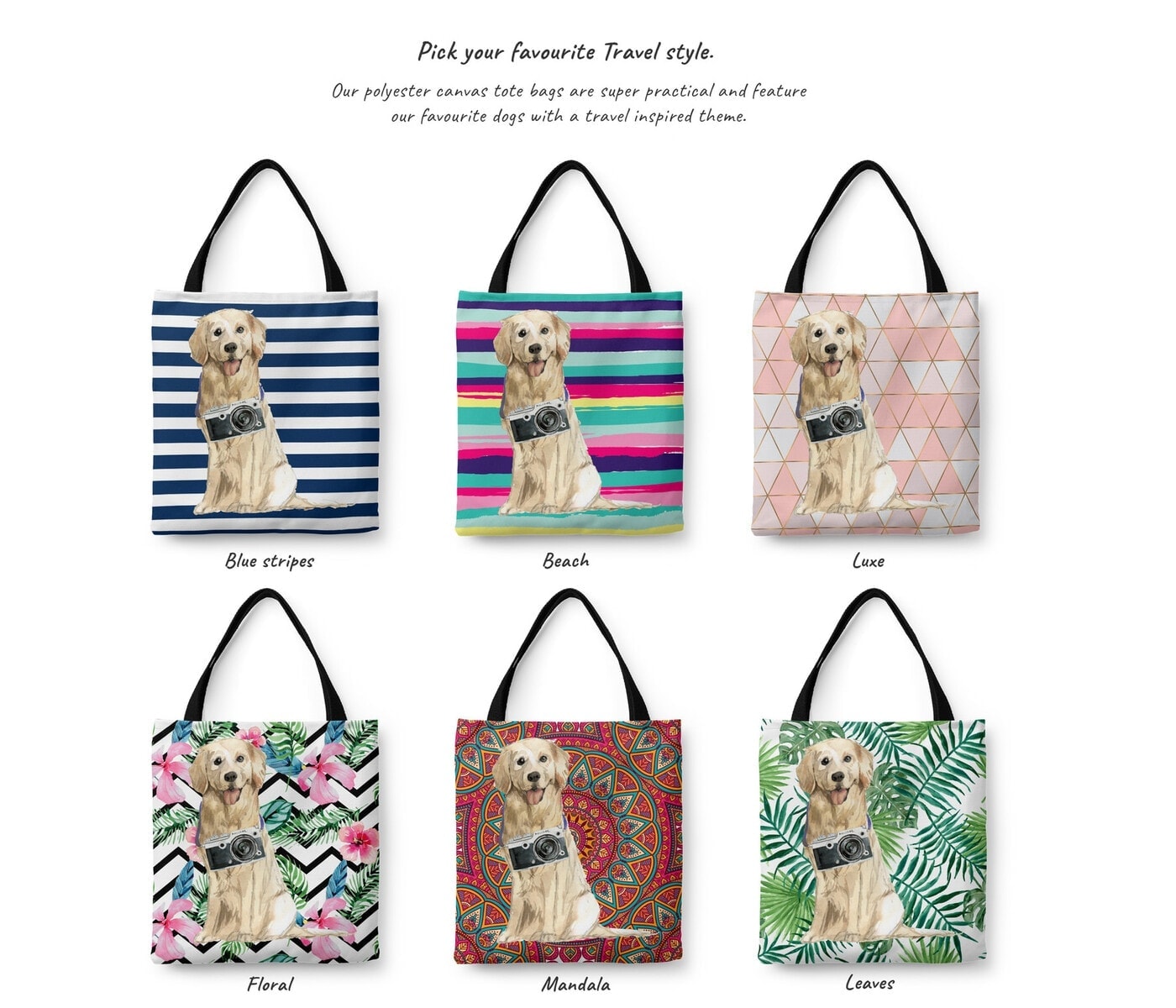 Golden Retriever Travel Style Tote Bag 17 Golden Retriever Travel Style Tote Bag - Image 15