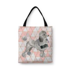 travel dogs tote grey poodle luxe front view White