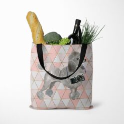 travel dogs tote grey poodle luxe tote standing food