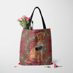 Hungarian Vizsla Travel Style Tote Bag 50 travel dogs tote hungarian vizsla mandala tote standing carnations