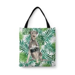 Irish Wolf Hound Travel Style Tote Bag 46 travel dogs tote irish wolf hound leaves front view White