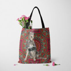 Irish Wolf Hound Travel Style Tote Bag 50 travel dogs tote irish wolf hound mandala tote standing carnations