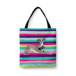 Italian greyhound Travel Style Tote Bag 44 travel dogs tote italian greyhound beach front view White