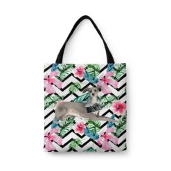 Italian greyhound Travel Style Tote Bag 45 travel dogs tote italian greyhound geometric tropical front view White