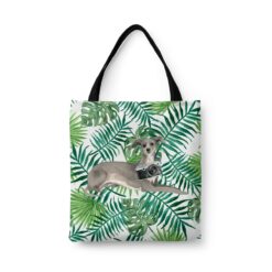 Italian greyhound Travel Style Tote Bag 46 travel dogs tote italian greyhound leaves front view White