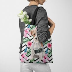 Jack Russell Travel Style Tote Bag 53 travel dogs tote jack russel geometric tropical tote woman jumper walking view
