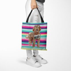 travel dogs tote labradoodle beach tote woman trowsers walking view