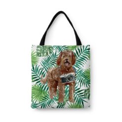 travel dogs tote labradoodle leaves front view White