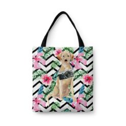 Labrador retriever Travel Style Tote Bag 45 travel dogs tote labrador retriever geometric tropical front view White