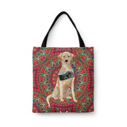 Labrador retriever Travel Style Tote Bag 47 travel dogs tote labrador retriever mandala front view White