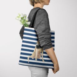 Labrador retriever Travel Style Tote Bag 51 travel dogs tote labrador retriever nautical stripes tote woman jumper view