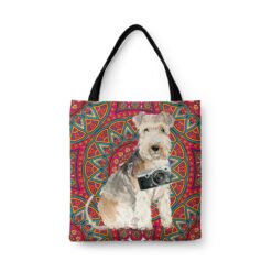 Lakeland Terrier Travel Style Tote Bag 47 travel dogs tote lakeland terrier mandala front view White