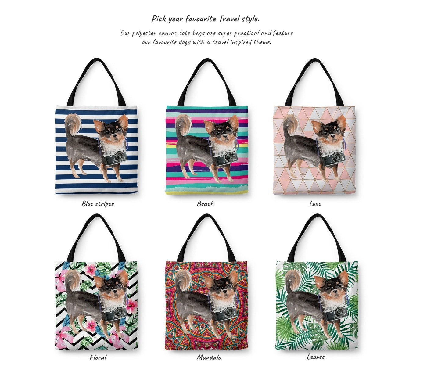 Long Haired Chihuahua Travel Style Tote Bag 17 Long Haired Chihuahua Travel Style Tote Bag - Image 15