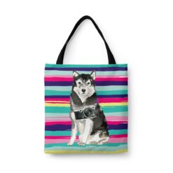 travel dogs tote malamute beach front view White