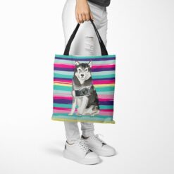 travel dogs tote malamute beach tote woman trowsers walking view