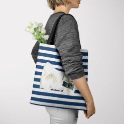 Maltese Travel Style Tote Bag 51 travel dogs tote maltese nautical stripes tote woman jumper view