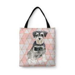 Miniature Schnauzer Travel Style Tote Bag 43 travel dogs tote miniature schnauzer luxe front view White