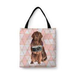 Newfoundland Travel Style Tote Bag 43 travel dogs tote newfoundland luxe front view White