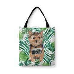 Norfolk Terrier Travel Style Tote Bag 46 travel dogs tote norfolk terrier leaves front view White