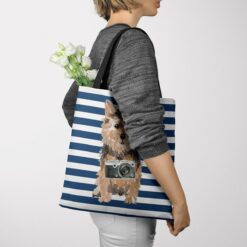 Norfolk Terrier Travel Style Tote Bag 51 travel dogs tote norfolk terrier nautical stripes tote woman jumper view