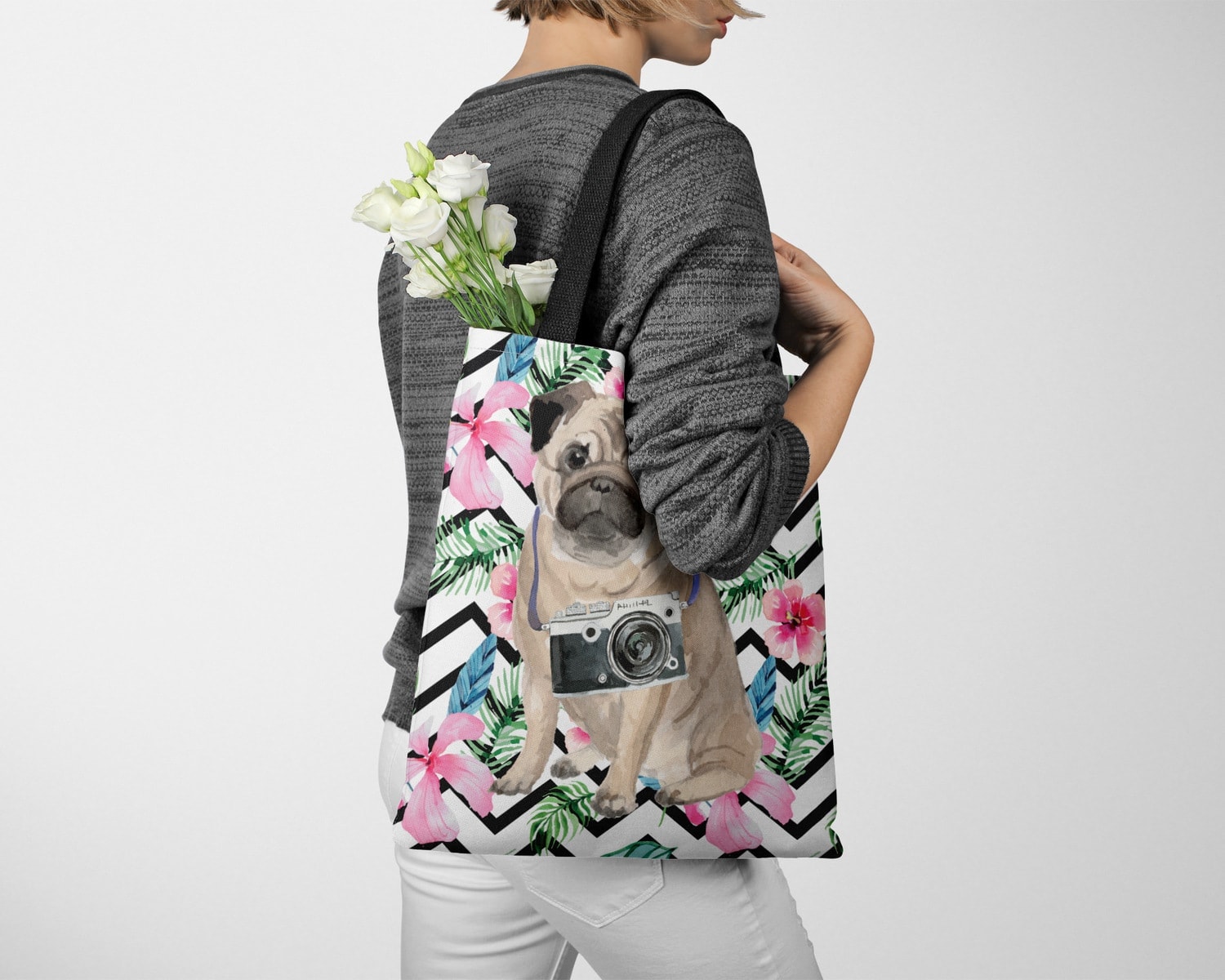 Pug Travel Style Tote Bag 28 Pug Travel Style Tote Bag - Image 26