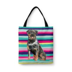 Rottweiler Travel Style Tote Bag 44 travel dogs tote rottweiler beach front view White