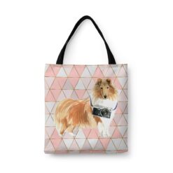travel dogs tote rough collie luxe front view White