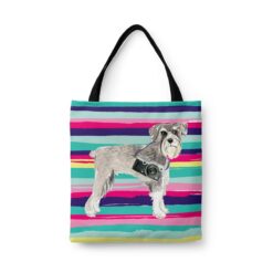 Schnauzer Travel Style Tote Bag 44 travel dogs tote schnauzer beach front view White