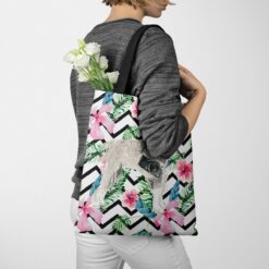Schnauzer Travel Style Tote Bag 53 travel dogs tote schnauzer geometric tropical tote woman jumper walking view