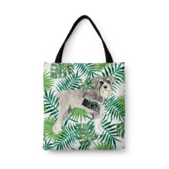 Schnauzer Travel Style Tote Bag 46 travel dogs tote schnauzer leaves front view White