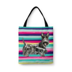Scottish Terrier Travel Style Tote Bag 44 travel dogs tote scottish terrier beach front view White